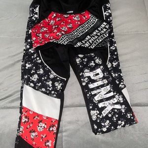 Pink sports bra and leggings set